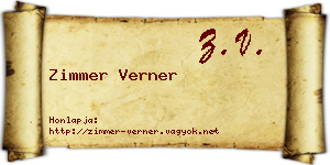 Zimmer Verner névjegykártya